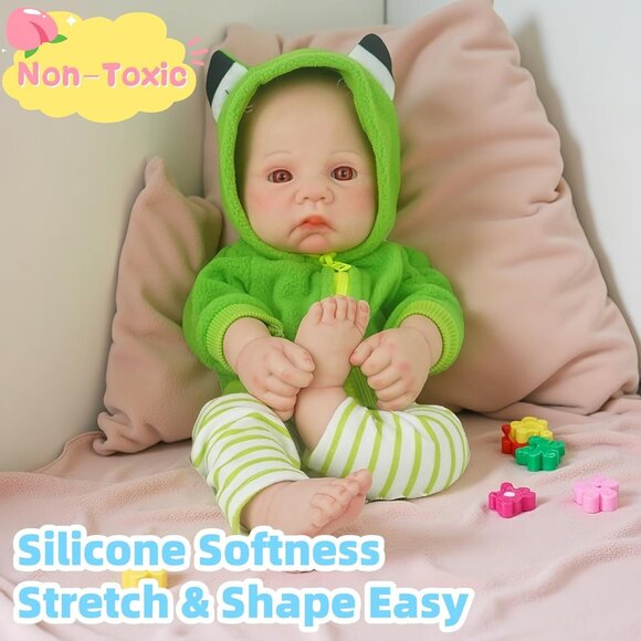 🆕17 Inch Realistic Full Silicone Lifelike Reborn Baby Doll Girl With Open Eyes - Picture 6 of 11
